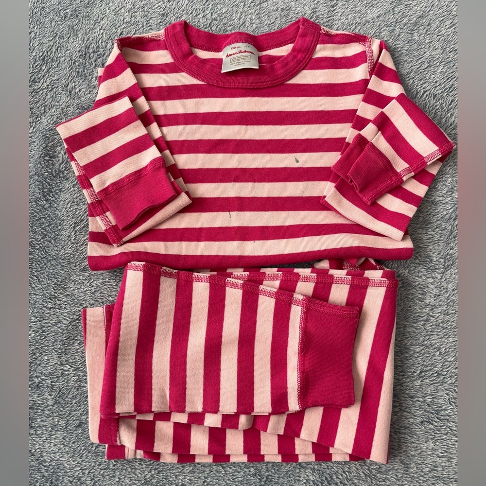 Hannah Andersson Striped Pajamas - Light/Dark Pink - Size 130/8